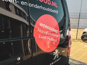 JH Onderhoud Caddy Belettering bestelwagen reclame stickers Rotterdam Den Hoorn Den Haag- Plakdame
