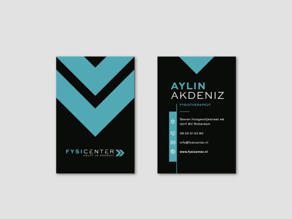Fysicenter Visitekaart ontwerp Plakdame Rotterdam